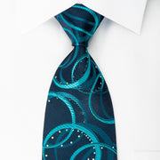 Mila Schon Silk Tie Ovals On Turquoise With Rhinestones - 1