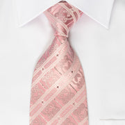 Nina Ricci Rhinestone Silk Necktie White Stripes On Pink
