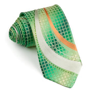 Nina Ricci Silk Neck Tie Green Check Design With Waves &