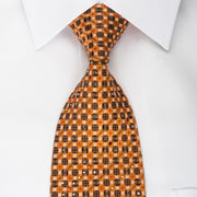 Paco Rabanne Rhinestone Silk Tie Orange Black Trellis With