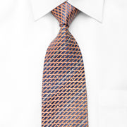 Park Land Men’s Crystal Silk Tie Orange Stripes On Blue With