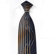 Park Land Rhinestone Necktie Orange Yellow Vertical Stripes