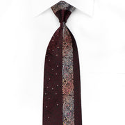 Perry Ellis Men’s Crystal Silk Tie Silver Burgundy Paisley