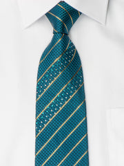 Perry Ellis Men’s Woven Silk Rhinestone Tie Metallic Golden