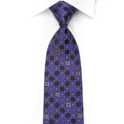 Perry Ellis Rhinestone Silk Necktie Purple Cartouche On
