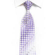 Piccioni Marco Men’s Crystal Necktie Mauve White Checkered