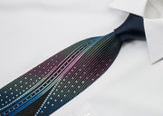 Pierre Balmain Men’s Silk Necktie Blue Pink Waves On Black