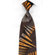 Remizio Men’s Silk Rhinestone Necktie Silver Orange