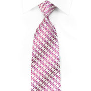 Renoma Men’s Crystal Silk Necktie Pink Geometric & Striped