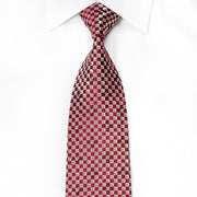 Renoma Mens Crystal Silk Necktie Silver Burgundy Checkered