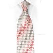 Renoma Rhinestone Silk Necktie Pink Silver Checkered On
