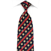Rogers Dail Men’s Crystal Silk Tie Red Striped & Circles On