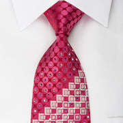 Rogers Dail Rhinestone Silk Necktie Silver Checkered & Dots