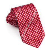 Silk Neck Tie By Elegance Red Checker Design With White