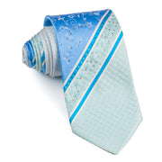 Silk Neck Tie By Grand Jour With Rhinestones Floral & Blue