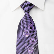 TLS Mens Rhinestone Necktie Checker Waves On Purple With
