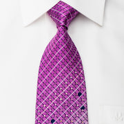 TLS Rhinestone Tie Purple Geometric On Navy With Gold Silver