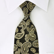 Ungaro Silk Necktie Golden Boteh Paisley On Black With