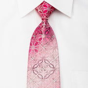 Valentino Rich Mens Rhinestone Necktie Damask On Pink With