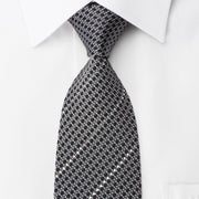Vigevano Silk Necktie Silver Trellis & Striped Rhinestones