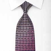 Vito Rufolo Men’s Silk Necktie Geometric Dots On Burgundy