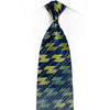 Green Geometric On Navy Blue Rhinestone Silk Tie With Silver Sparkles