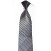 Silver Striped On Brown Rhinestone Silk Tie With Red Sparkles