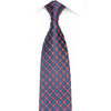 Steel Blue Lattice Silk Tie with Crystal-Studded Red Trellis