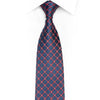 Red Trellis On Blue Rhinestone Silk Necktie With Silver Sparkles