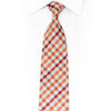 Men's Silk Plaid Necktie – Orange & Crimson Diagonal Check