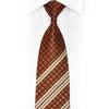 Silver Striped & Orange Cartouche Design On Navy Blue Rhinestone Silk Tie