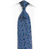 Silberne Paisley-Krawatte aus Seide mit blauem Strassstein
