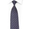 Silver Trellis On Blue Rhinestone Silk Necktie With Red Sparkles