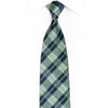 Teal Blue Plaid Pattern Rhinestone Silk Necktie