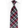 Red Blue Plaid Rhinestone Silk Necktie With Silver Sparkles