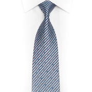 Light Blue & Purple Geometric Pattern Rhinestone Silk Necktie With Sparkles