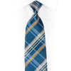 Yellow Blue Silver Plaid Rhinestone Silk Necktie With Gold Sparkles