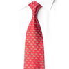 San-Dee red silk necktie styled on white dress shirt showing vintage car novelty print with rhinestone and silver sparkle detail