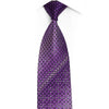 Geometric Design On Purple Rhinestone Silk Necktie With Purple Sparkles