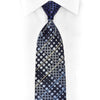 Blue Geometric On Navy Rhinestone Silk Tie With Silver Sparkles