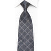 Navy & Gold Micro-Grid Silk Necktie — Windowpane Weave with Diagonal Crystal Trail