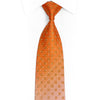 Geometric Design On Orange Rhinestone Silk Necktie With Silver Sparkles