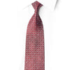 San-Dee burgundy silk necktie with silver geometric diamond lattice pattern and crystal rhinestone accents, laid flat on white background
