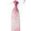 San-Dee pink ombré silk necktie knotted against a white shirt, with crystal rhinestone flowers and silver sparkle outlines.