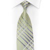 Purple Silver Striped Design On Pale Green Rhinestone Tie With Sparkles