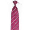 Pink Geometric On Silver Crystal Rhinestone Silk Tie With Sparkles