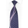 Purple Waves & Geometric On Navy Rhinestone Silk Tie