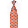 Orange Silver Geometric Rhinestone Silk Necktie