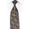Gold Paisley On Navy Rhinestone Silk Necktie With Gold Sparkles