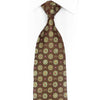Green Foulard On Brown Rhinestone Silk Necktie With Silver Sparkles